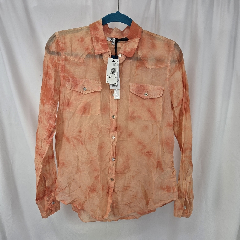 Buffalo David Bitton Vintage Wash Orange Tie-Dye Shirt NWT Med